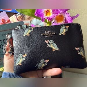 Coach Black Wristlet with Owl Design